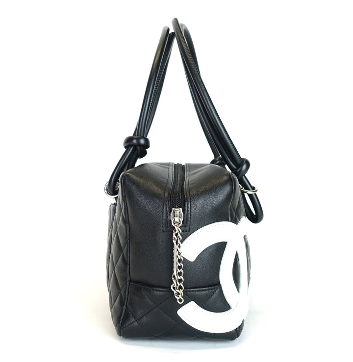 cambon bowler medium quilted lambskin leather bag