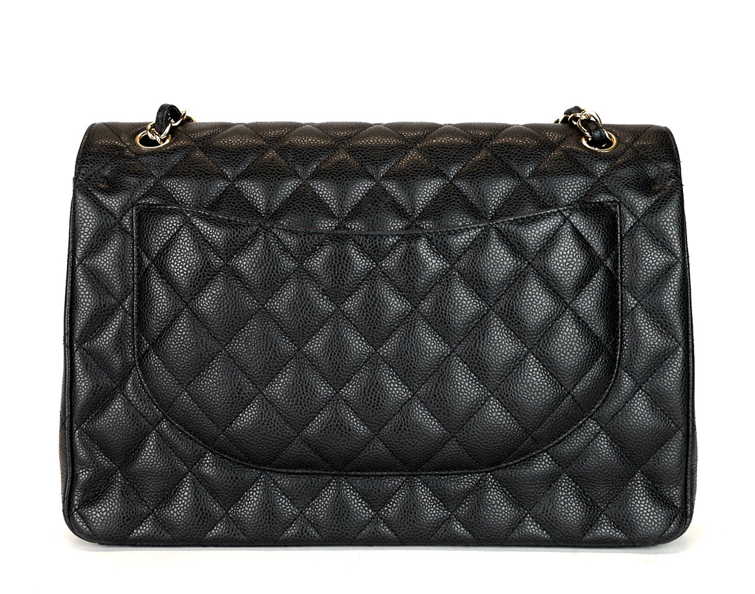 classic double flap caviar leather maxi bag