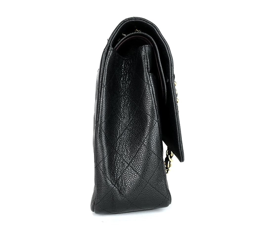 classic double flap caviar leather maxi bag