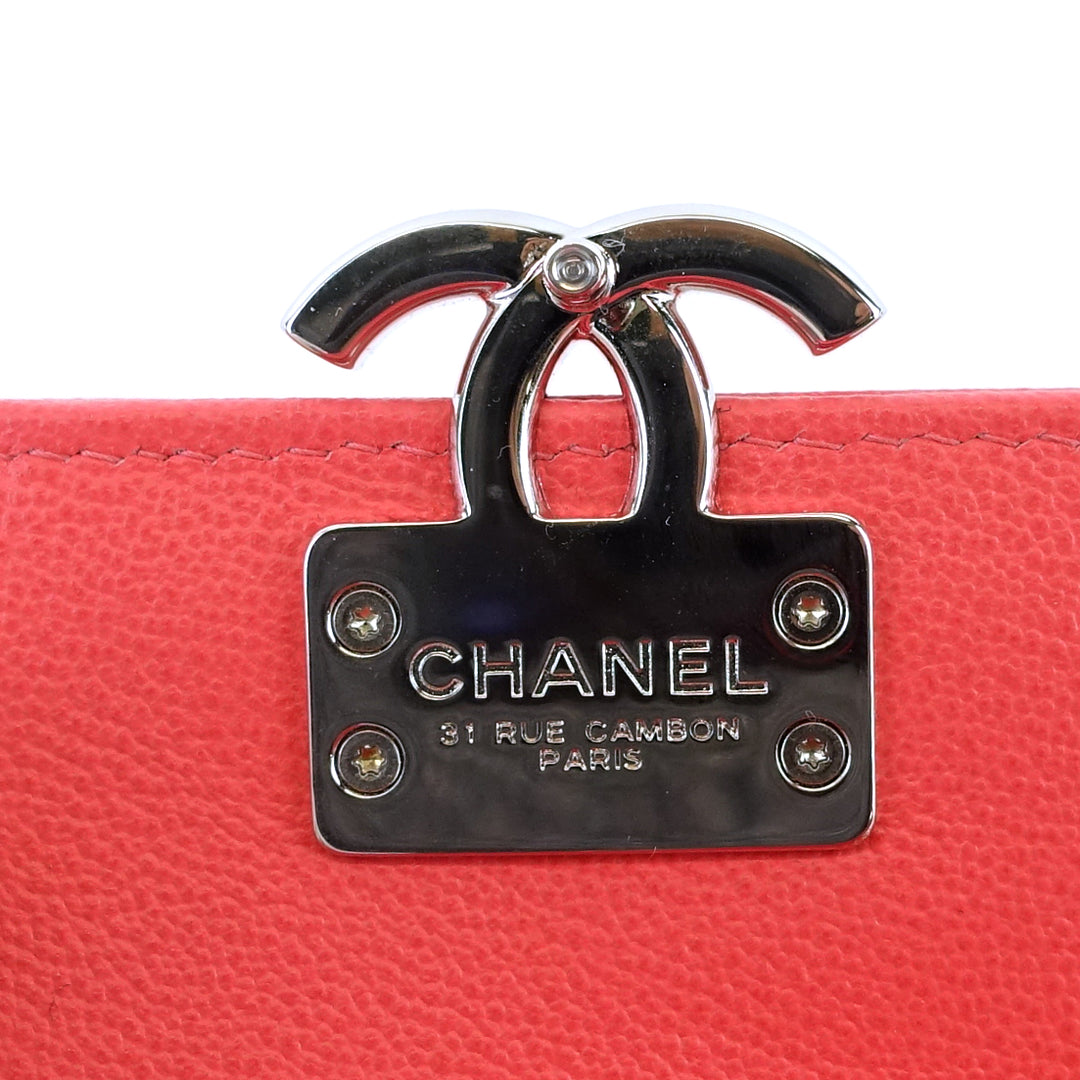 quilted caviar leather small flap wallet