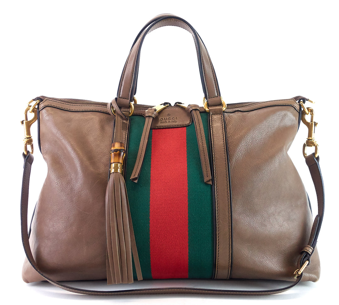 rania web leather top handle medium bag