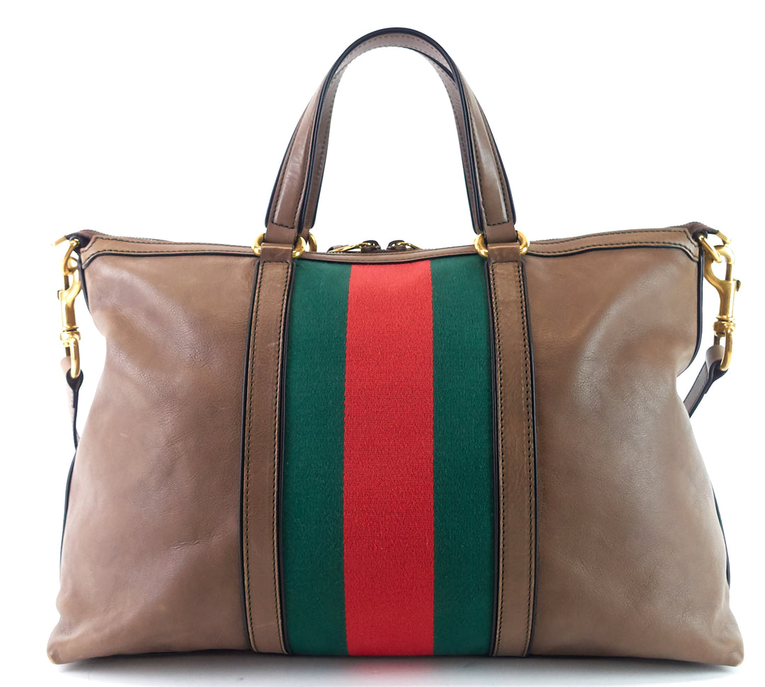 rania web leather top handle medium bag