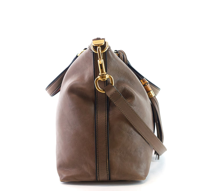 rania web leather top handle medium bag