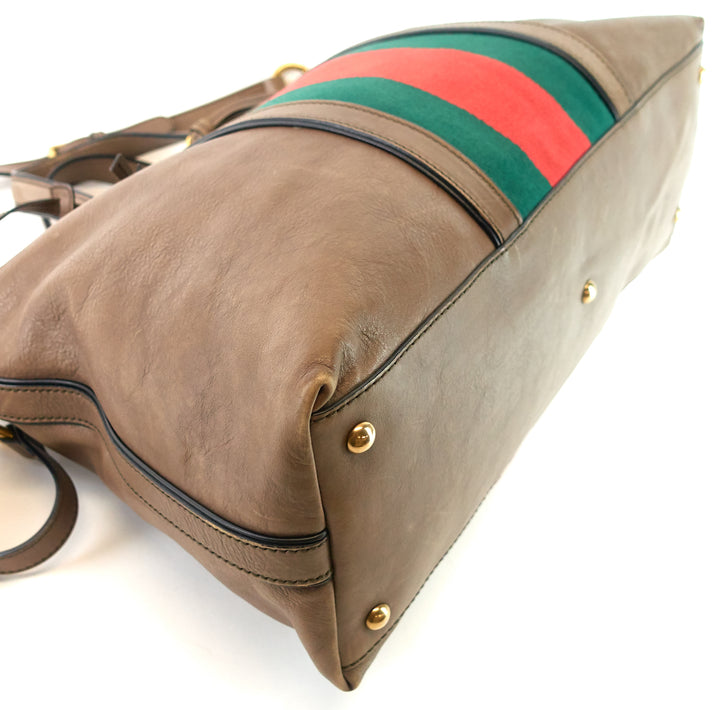 rania web leather top handle medium bag