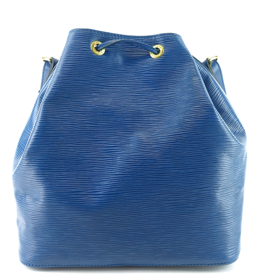 petit noe blue epi leather shoulder bag