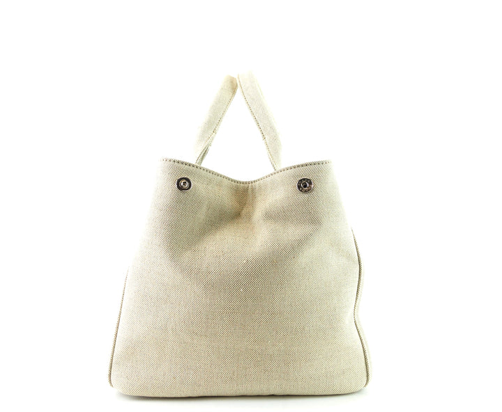 mistolino canvas with flower applique tote bag