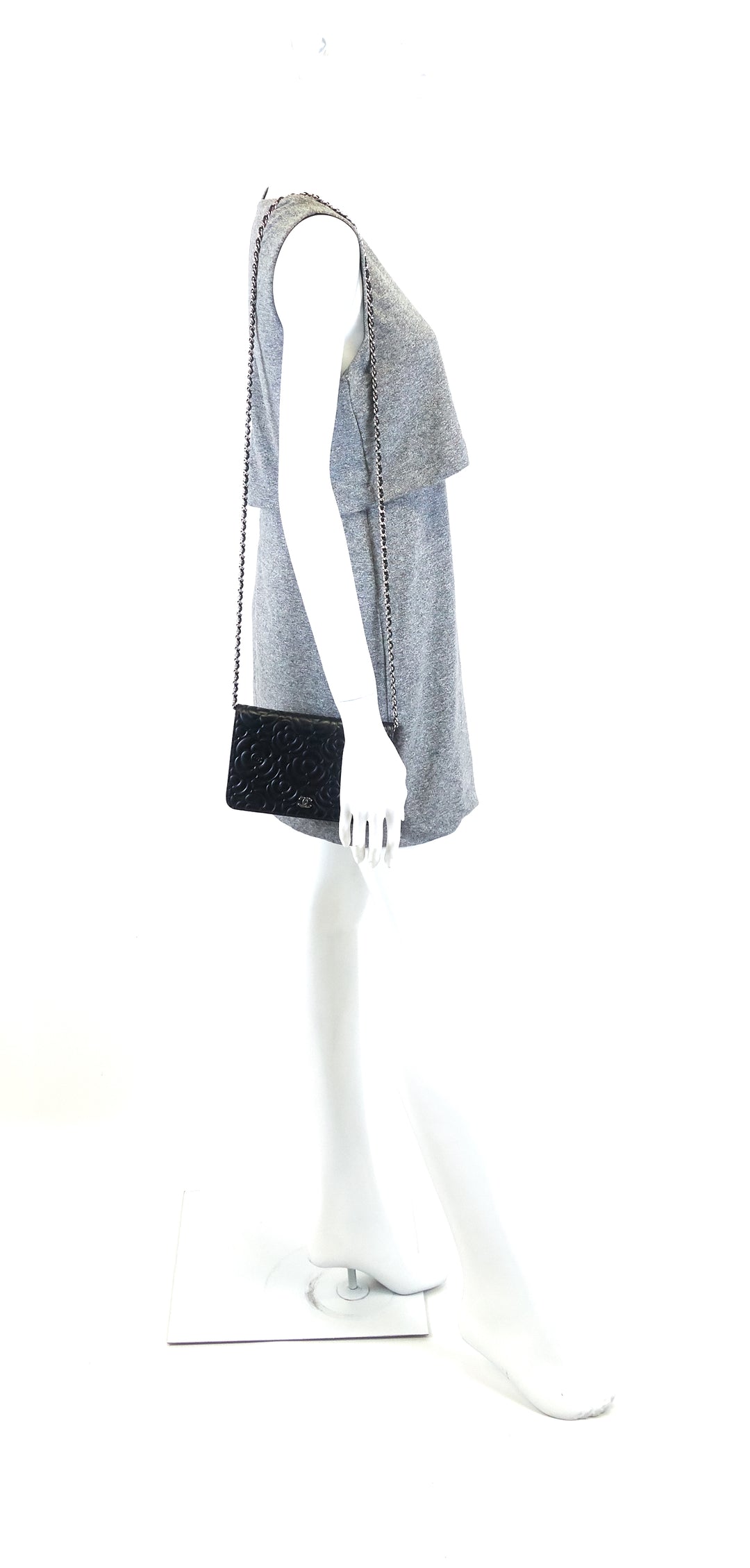 wallet on chain camellia lambskin leather bag