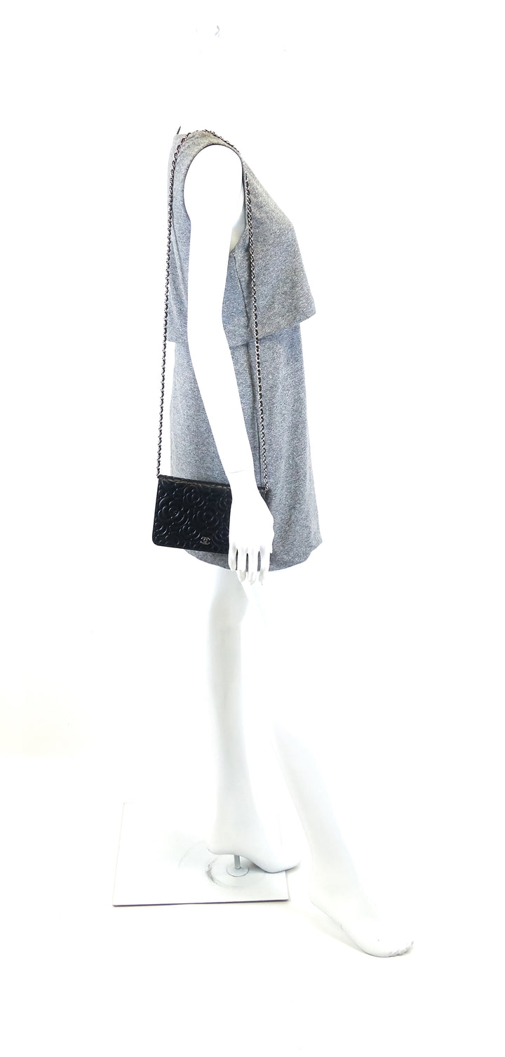 wallet on chain camellia lambskin leather bag