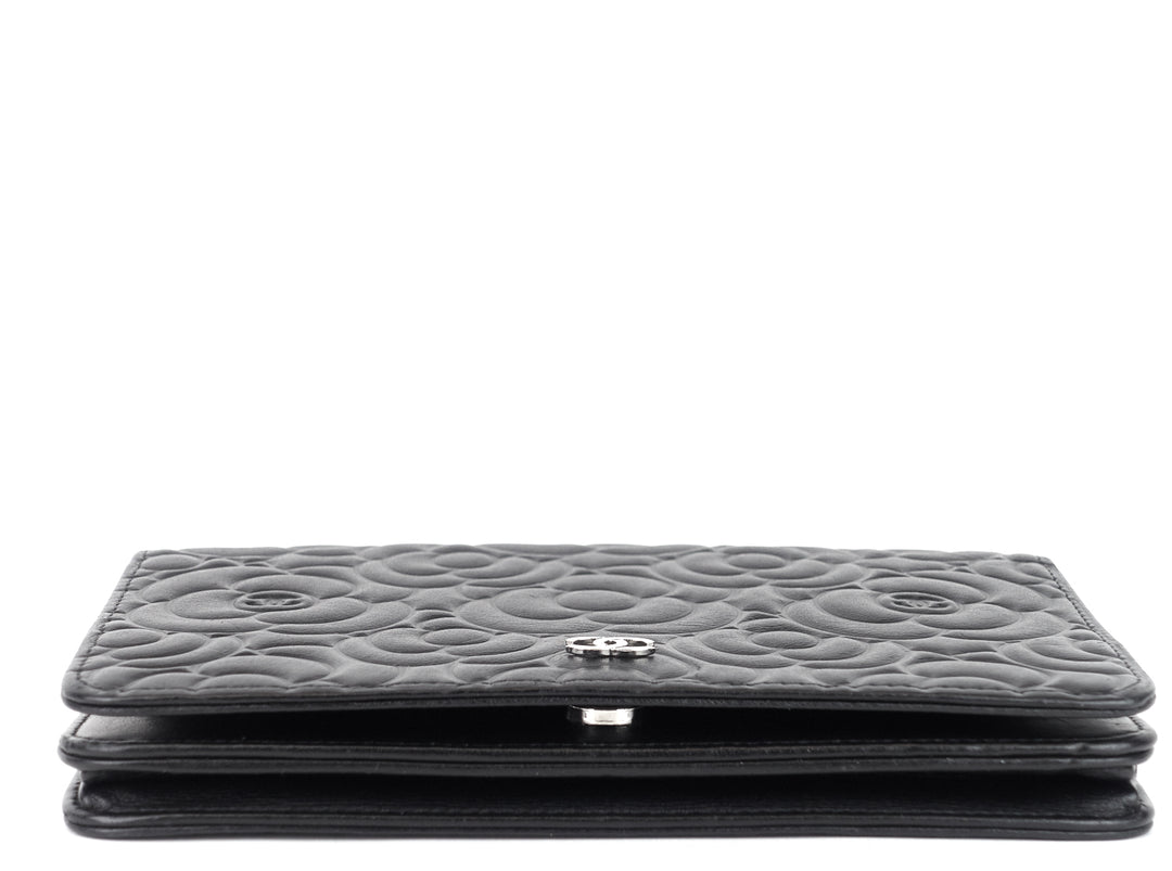 wallet on chain camellia lambskin leather bag