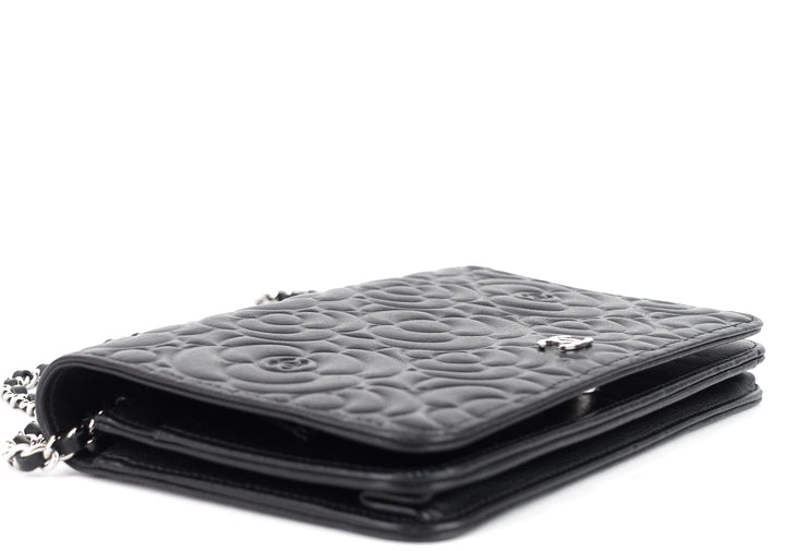 wallet on chain camellia lambskin leather bag