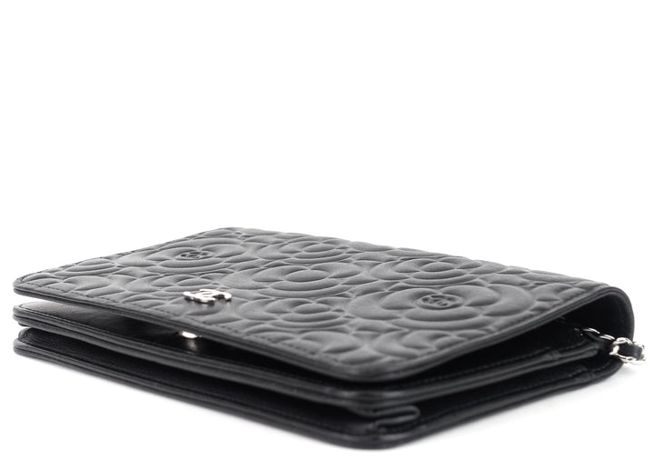wallet on chain camellia lambskin leather bag