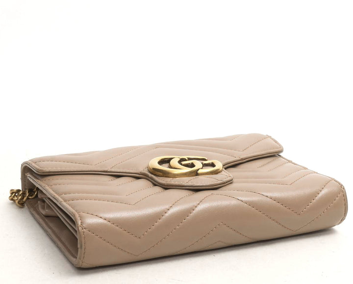gg marmont matelasse leather wallet on a chain bag
