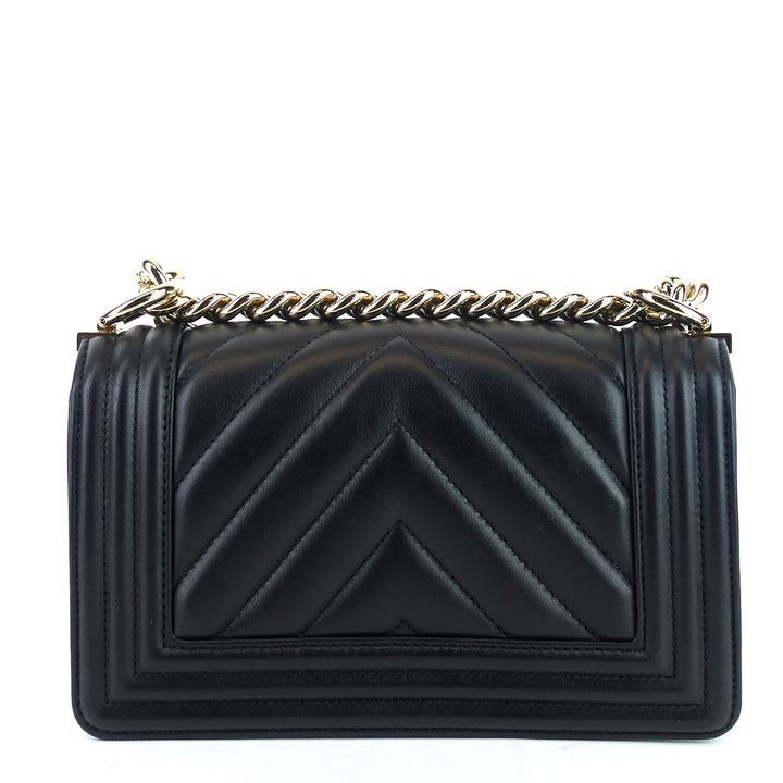 boy flap small chevron lambskin leather bag