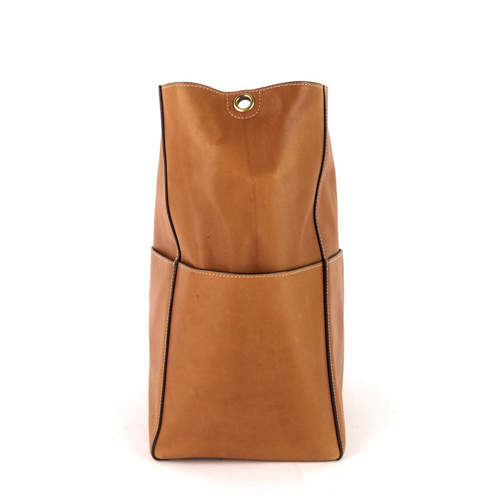 sangle large natural calfskin leather bucket bag