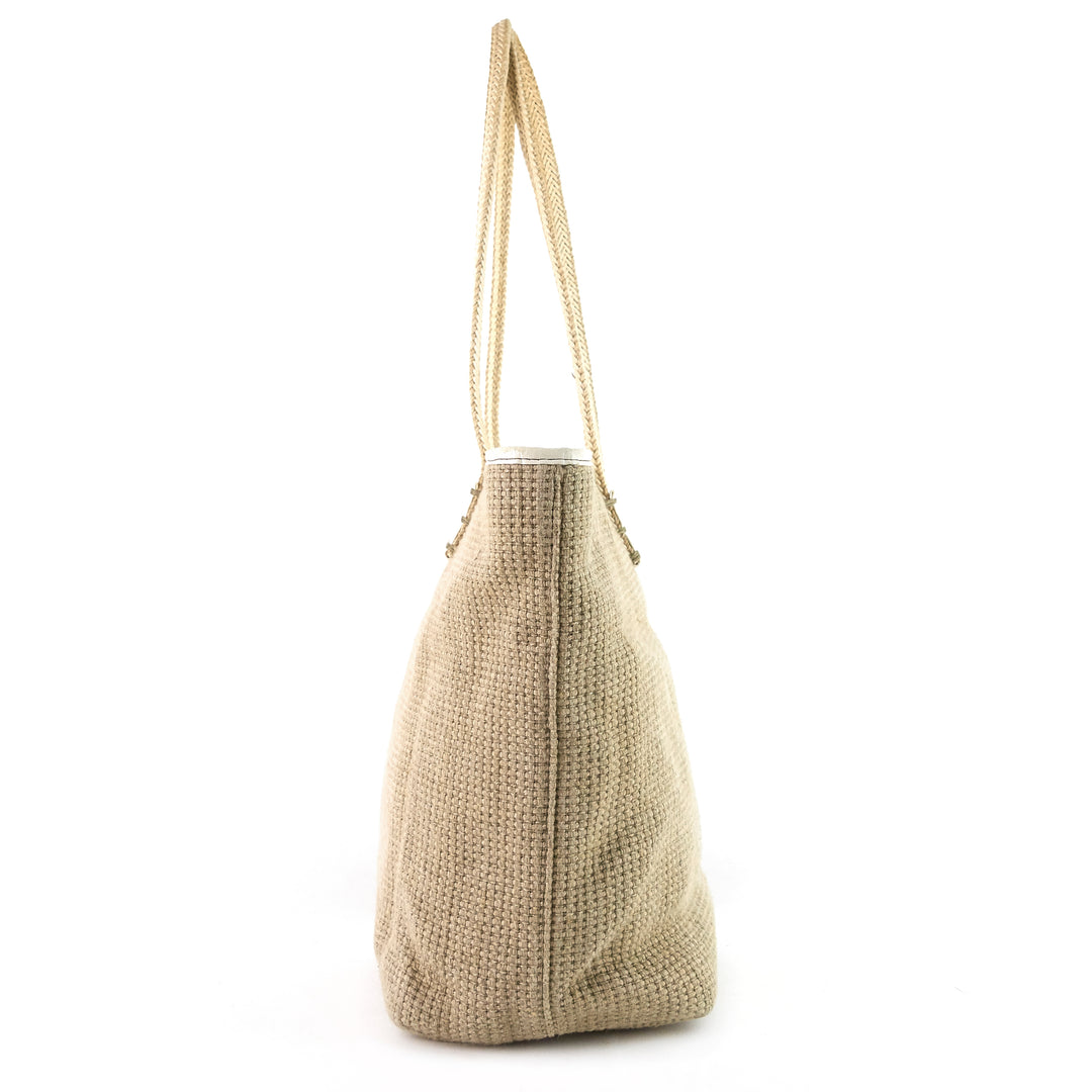 striped hemp tote bag