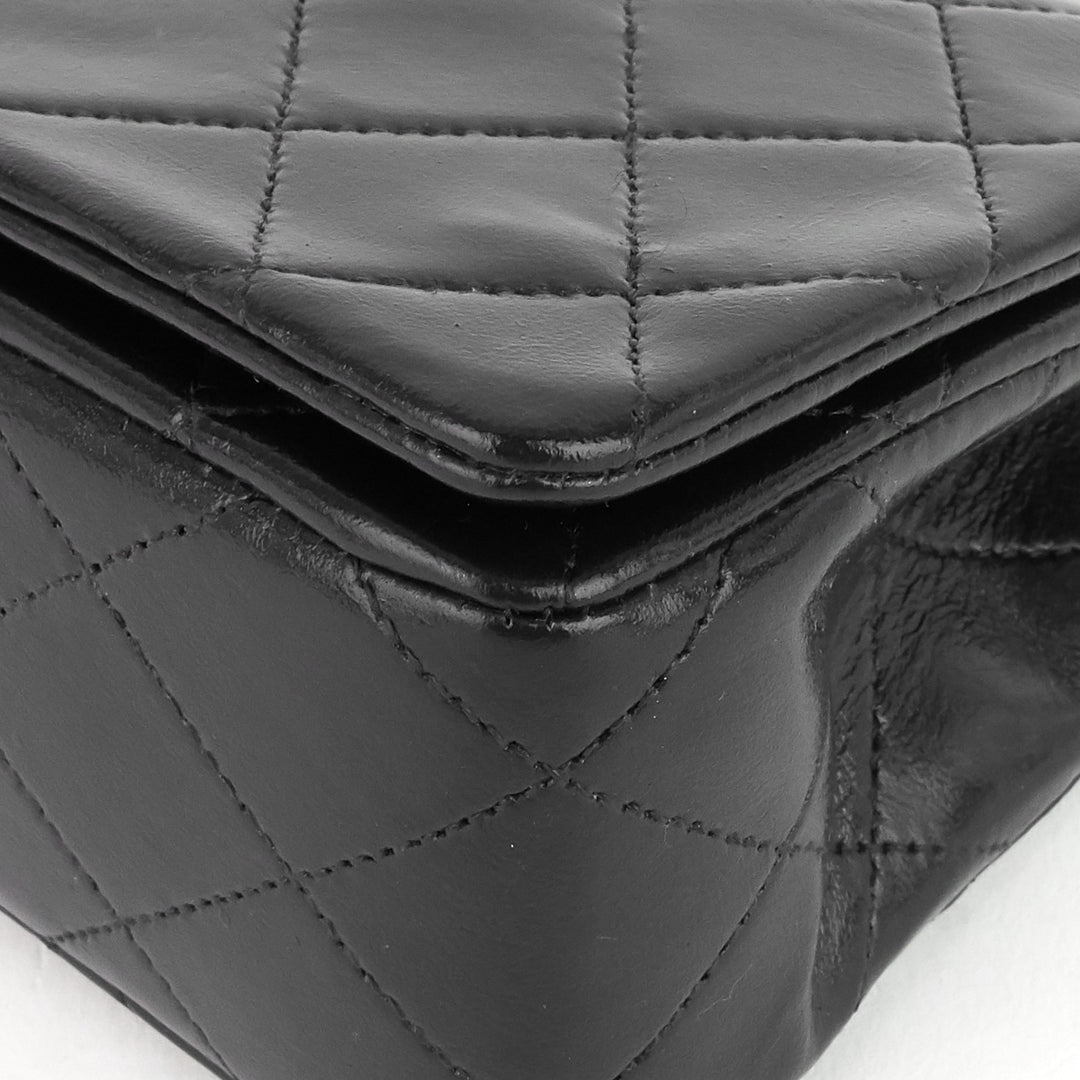 lambskin leather small single flap bag