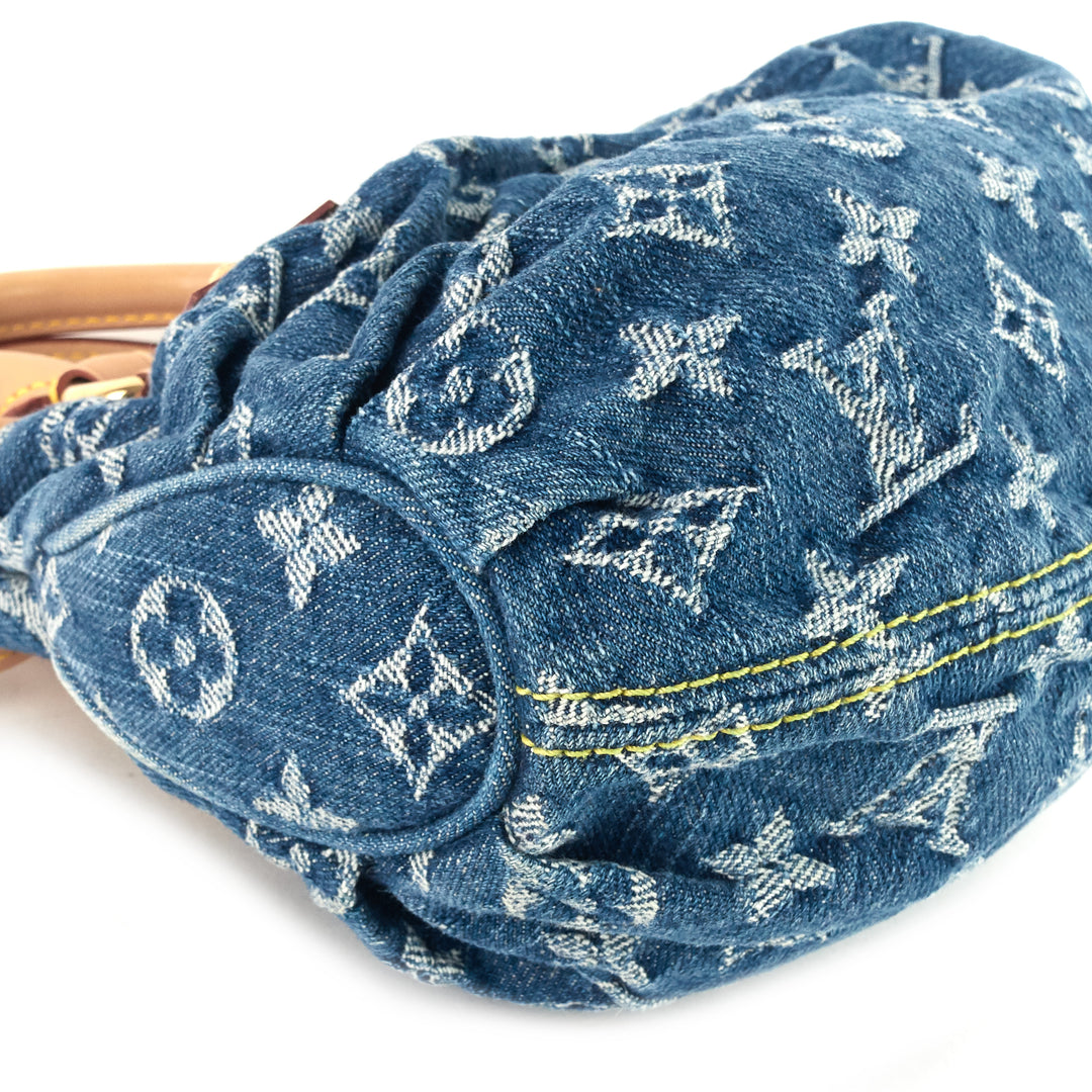 pleaty monogram denim bag