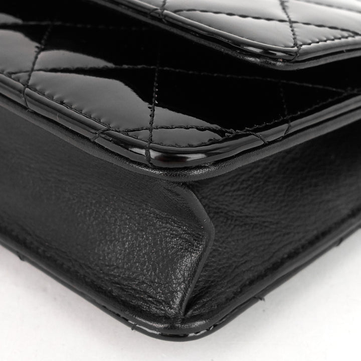 patent leather wallet on chain bag