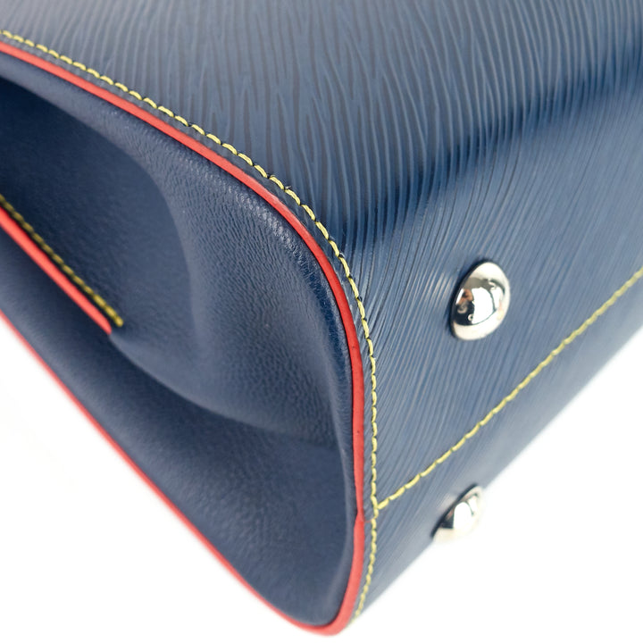 twist blue epi leather tote bag