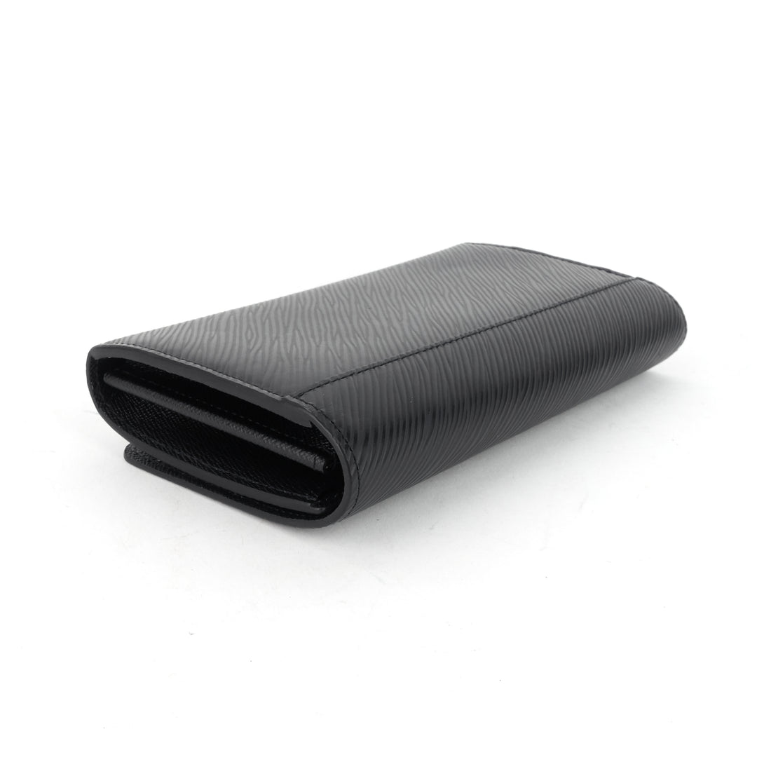 twist long black epi leather wallet