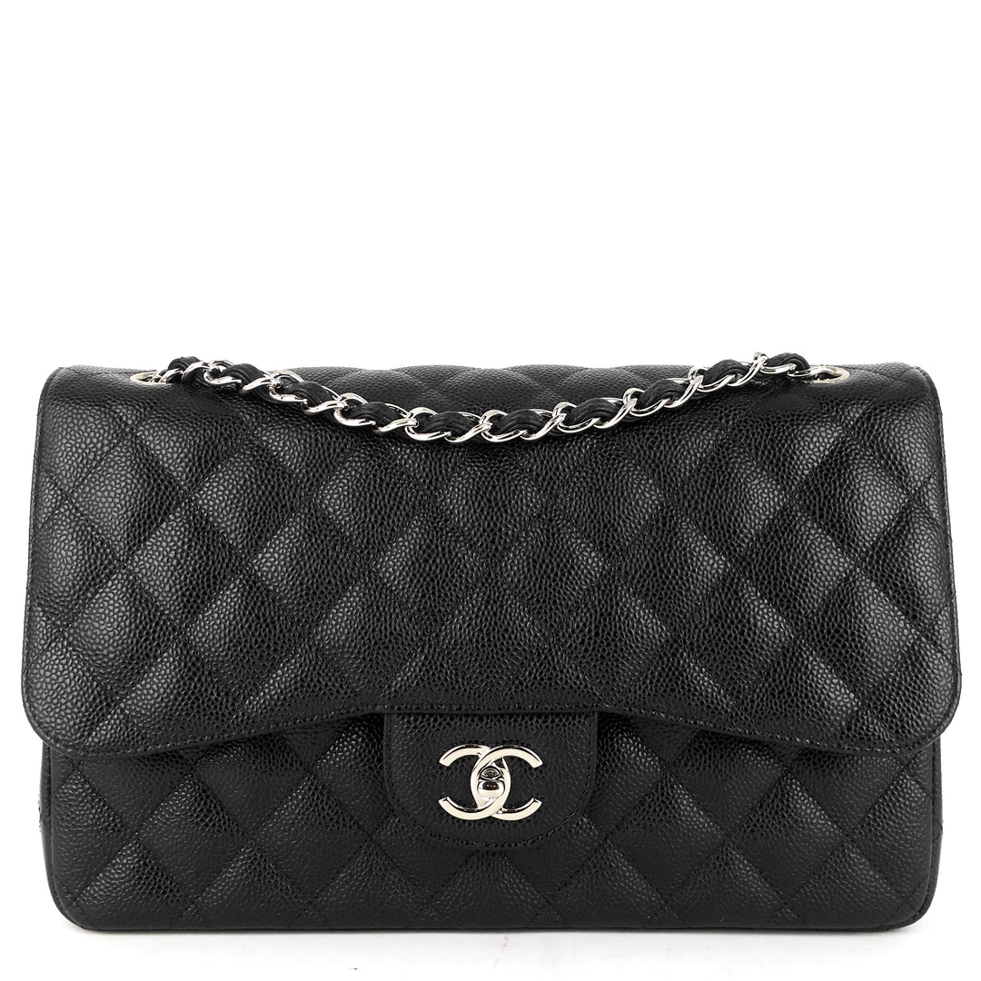 classic double flap jumbo caviar leather bag