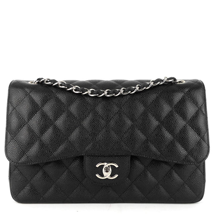 classic double flap jumbo caviar leather bag