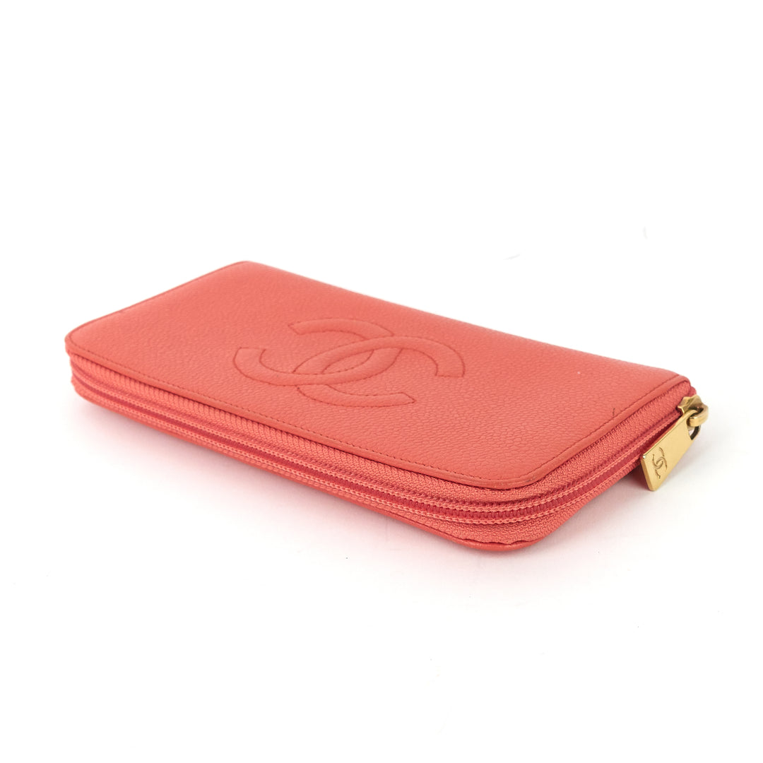 cc timeless caviar zip around wallet
