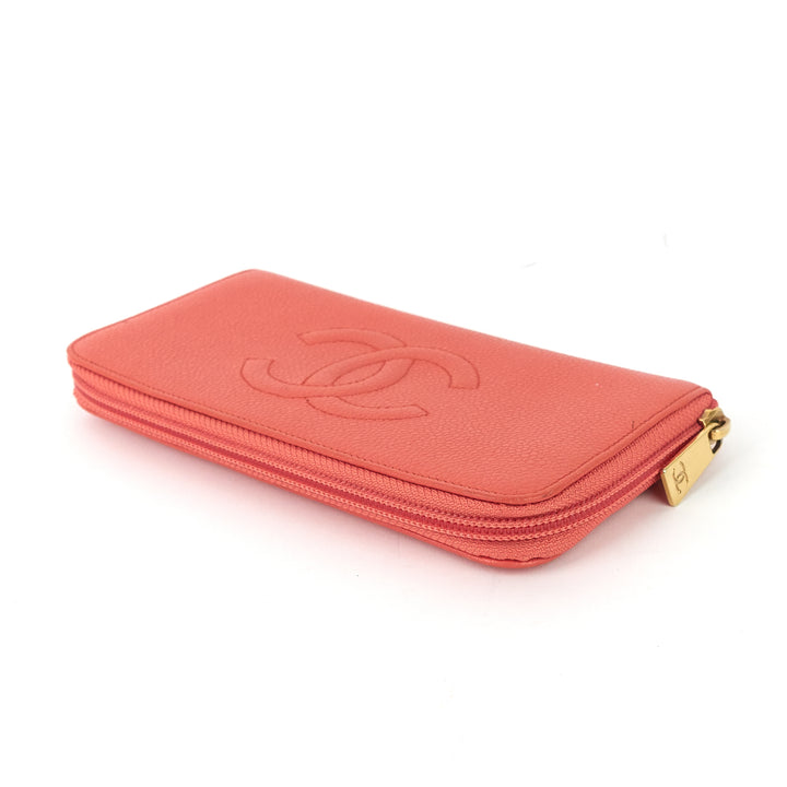 cc timeless caviar zip around wallet