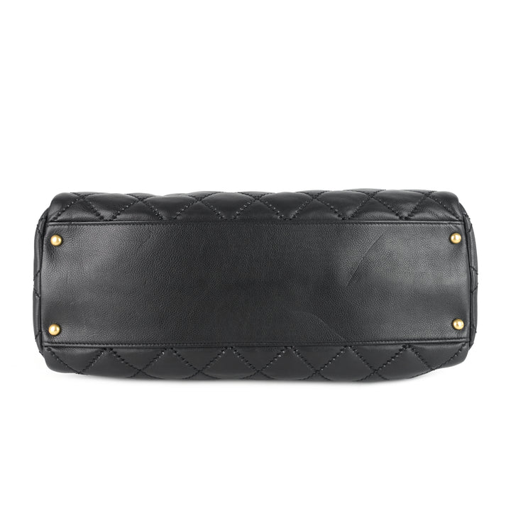 retro chain large calfskin leather shopping tote bag