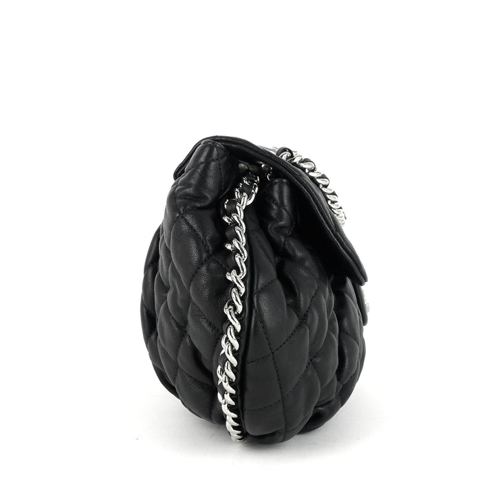 chain around large lambskin leather messenger bag
