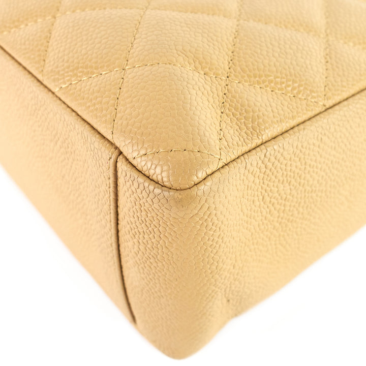 petite shopping tote quilted caviar leather bag