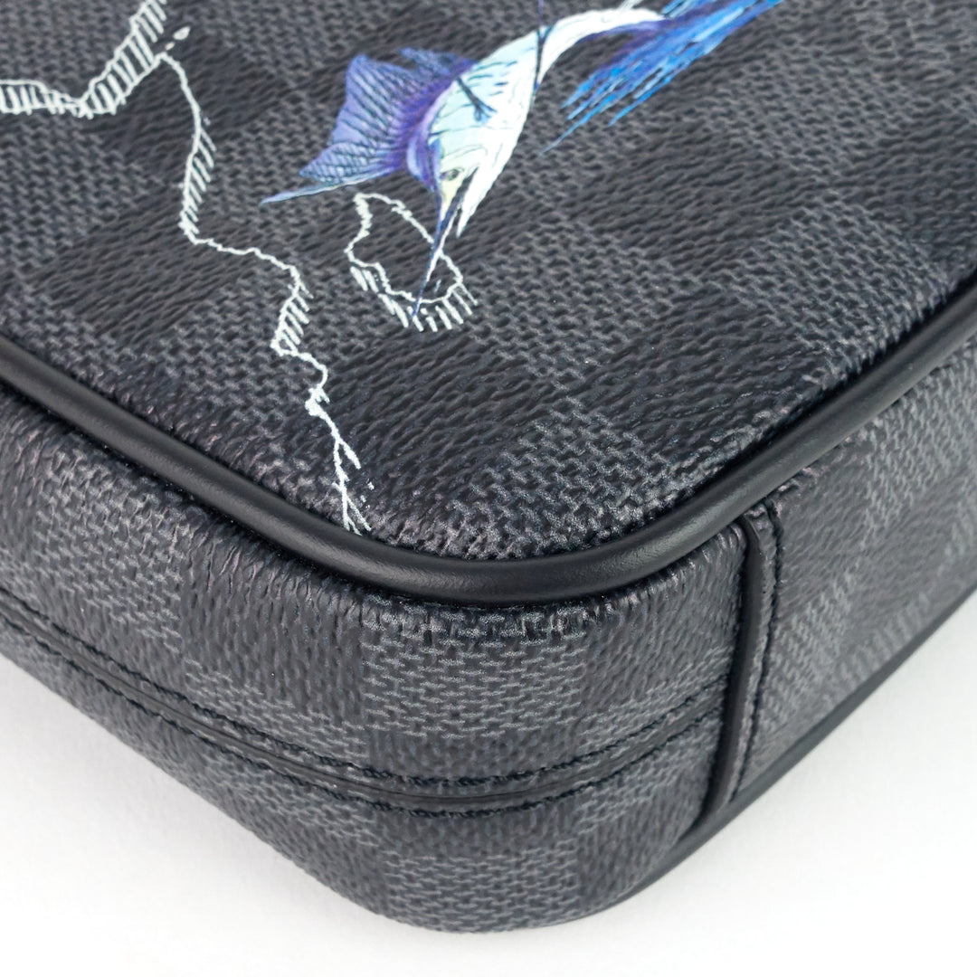 danube slim pm world map damier graphite canvas messenger bag