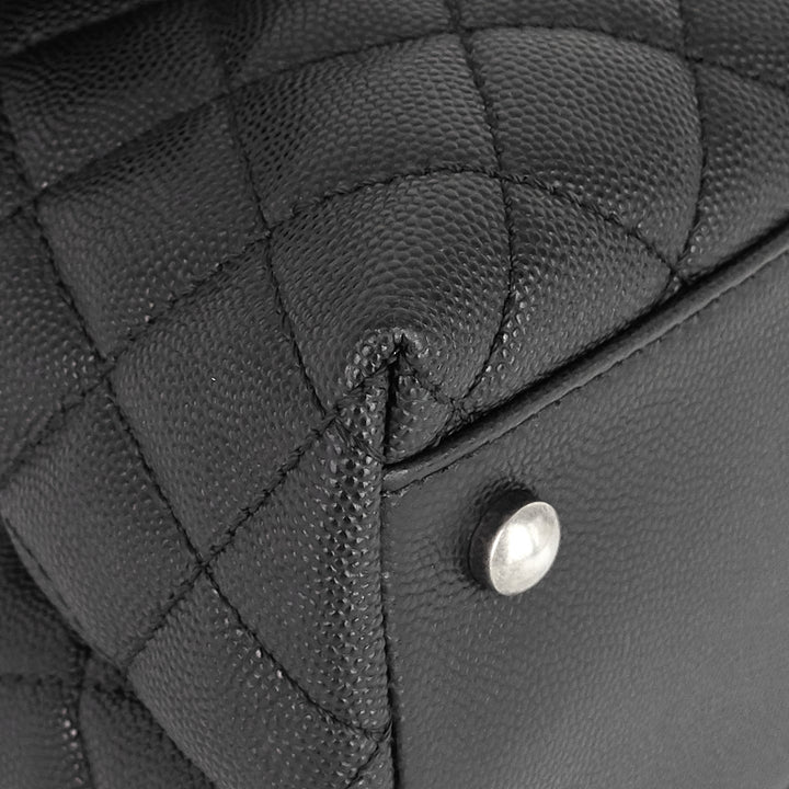 cc coco small caviar and lizard-embossed calfskin top handle bag