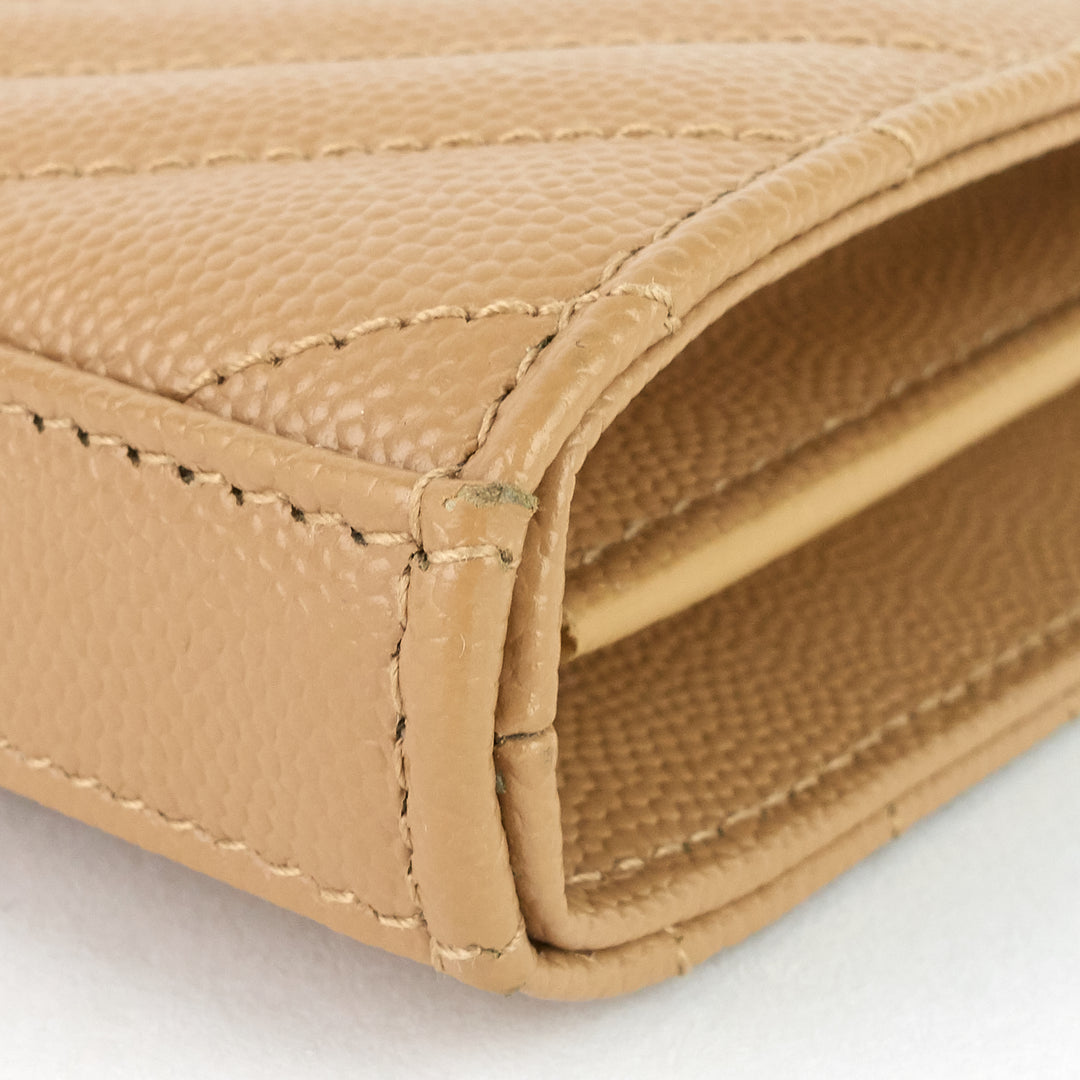 grain de poudre embossed leather monogram chain wallet