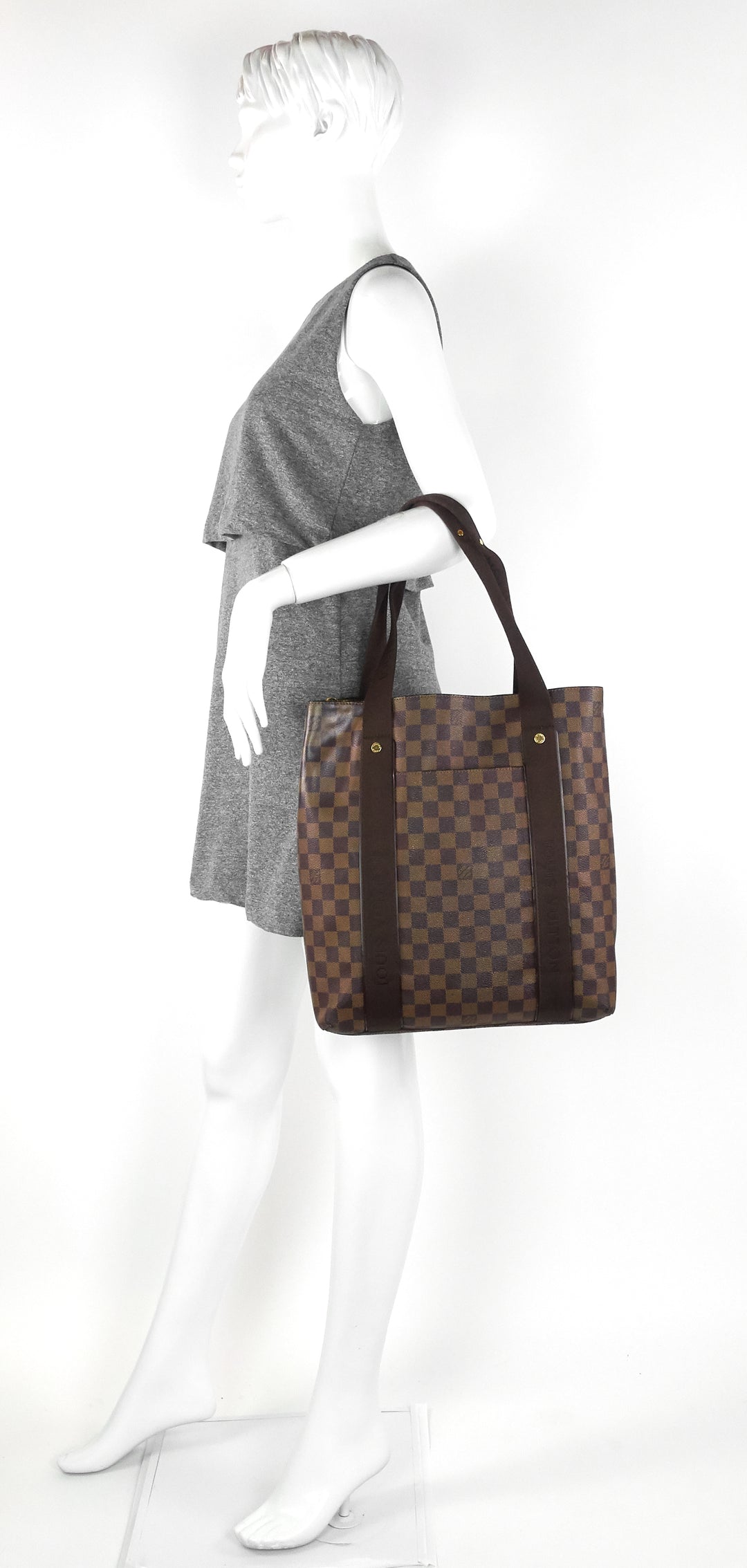 cabas beaubourg damier ebene canvas tote bag