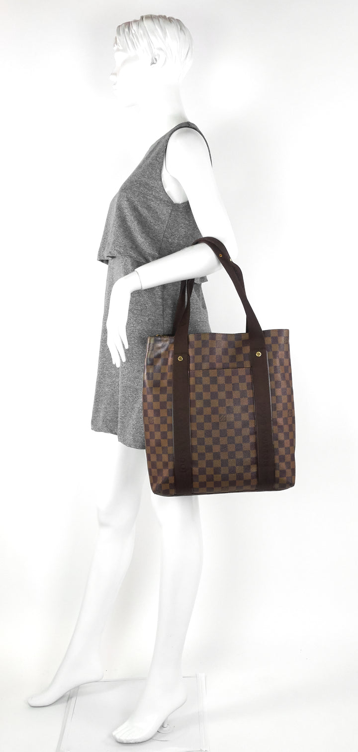 cabas beaubourg damier ebene canvas tote bag