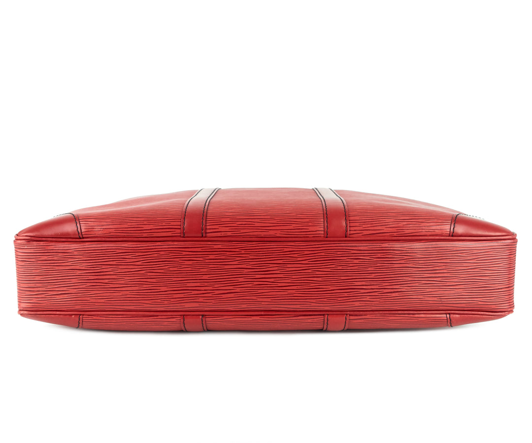 porte-documents voyage red epi leather briefcase bag