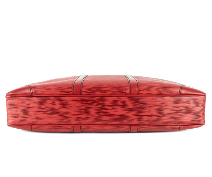porte-documents voyage red epi leather briefcase bag