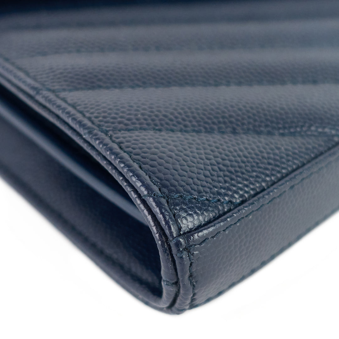 quilted grain de poudre monogram chain wallet bag