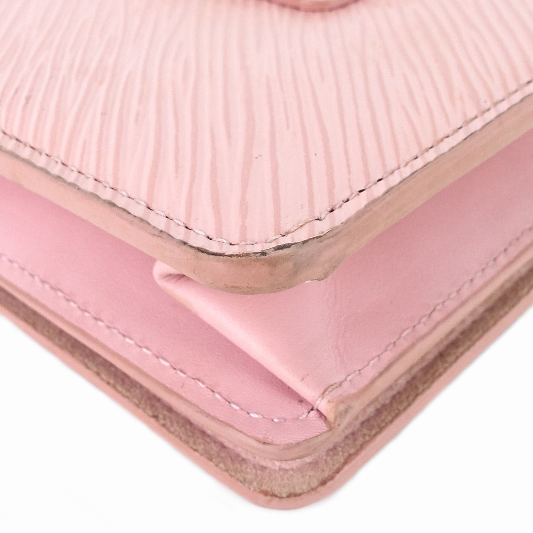 twist belt pink epi leather wallet on chain bag