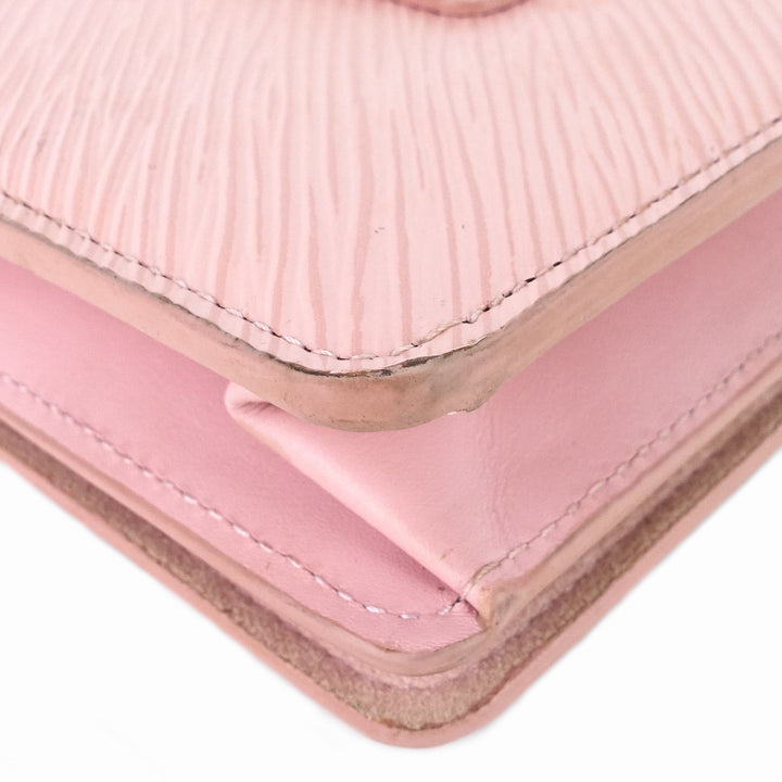 twist belt pink epi leather wallet on chain bag