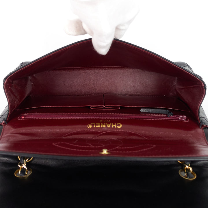 paris limited edition double flap lambskin leather bag