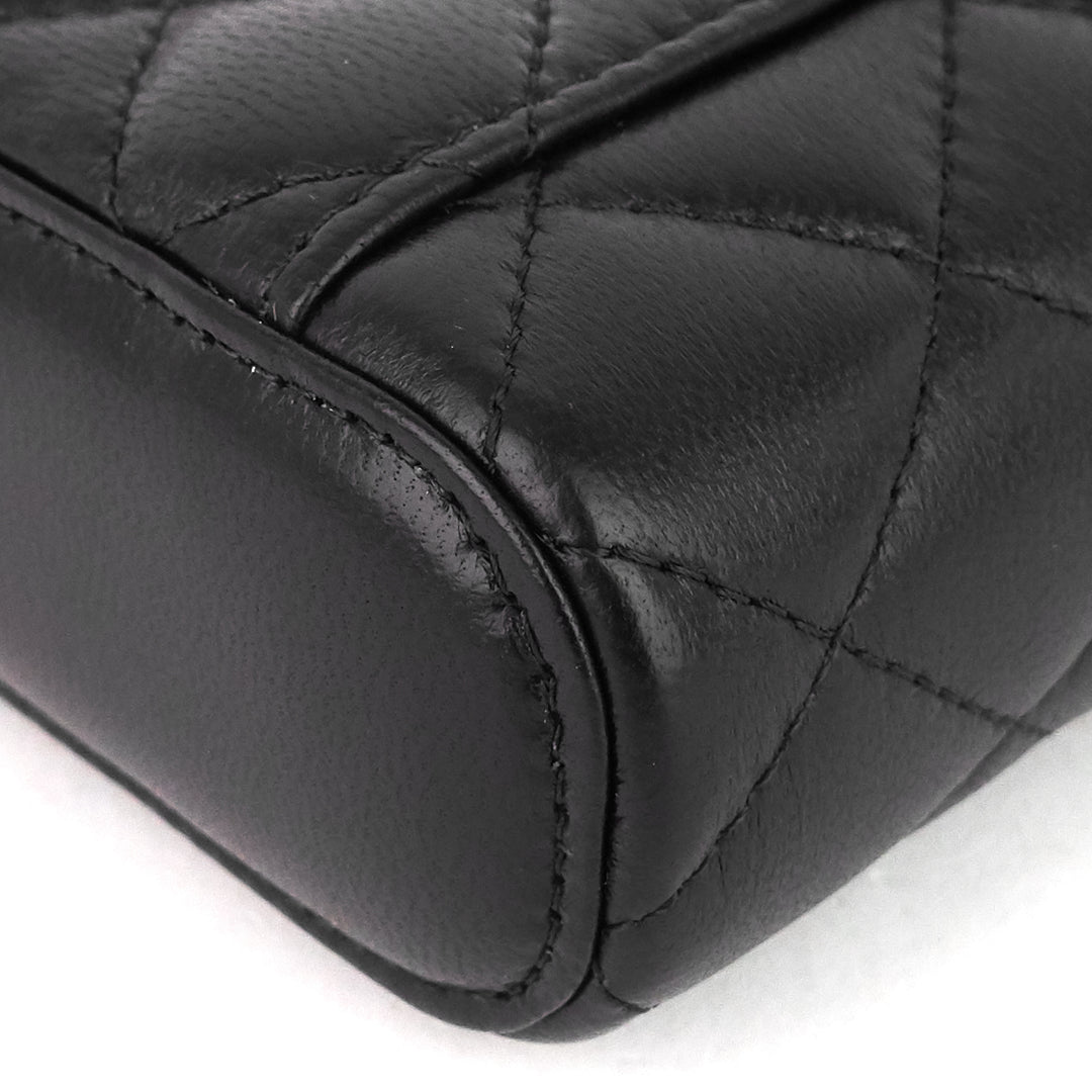classic vanity with chain matelassé lambskin crossbody bag