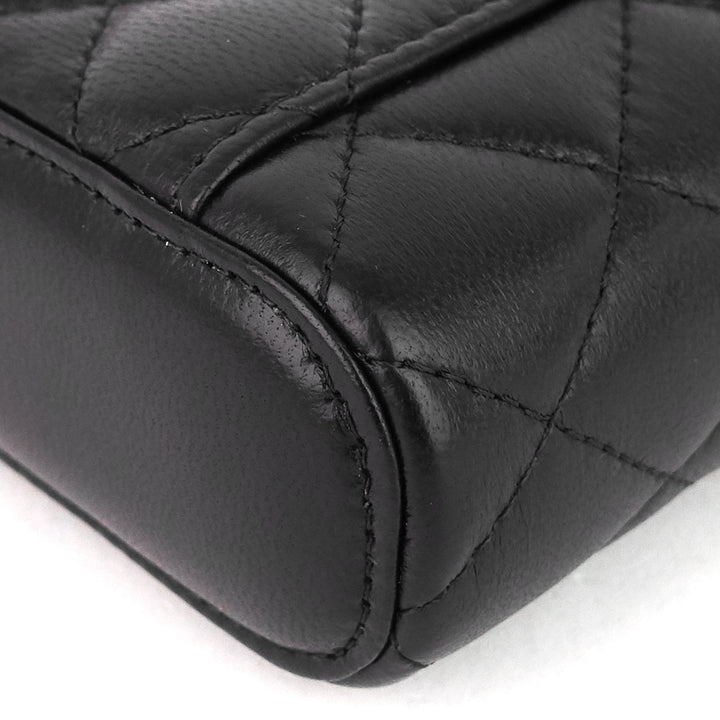 classic vanity with chain matelassé lambskin crossbody bag