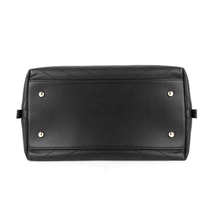 chevron chic top handle small calfskin tote bag