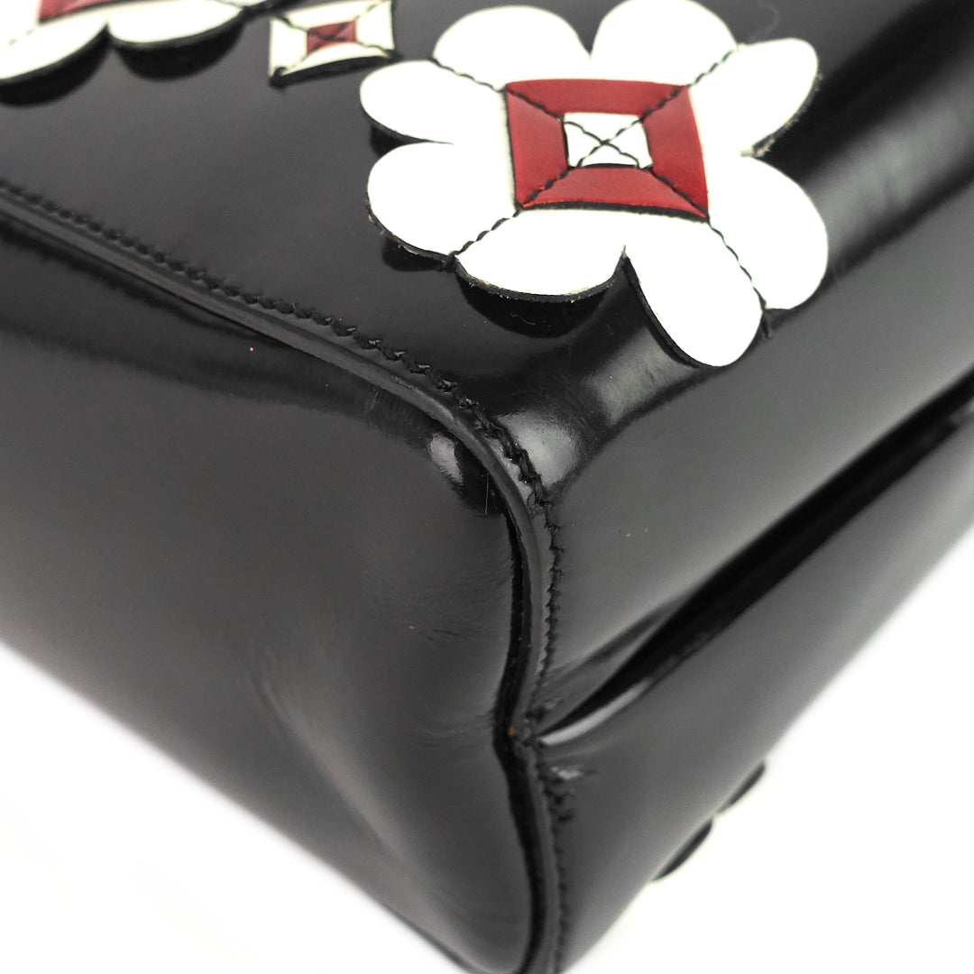 convertible spazzolato leather flower appliqué tote bag