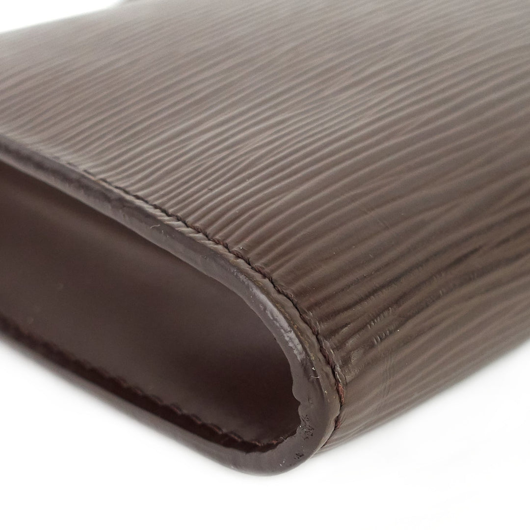 pochette accessoires brown epi leather bag