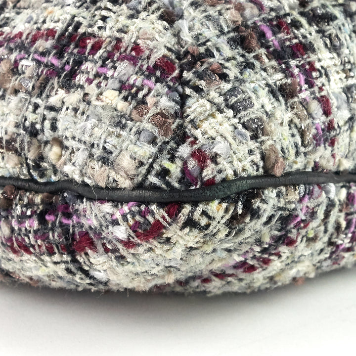 floral appliqué tweed messenger bag