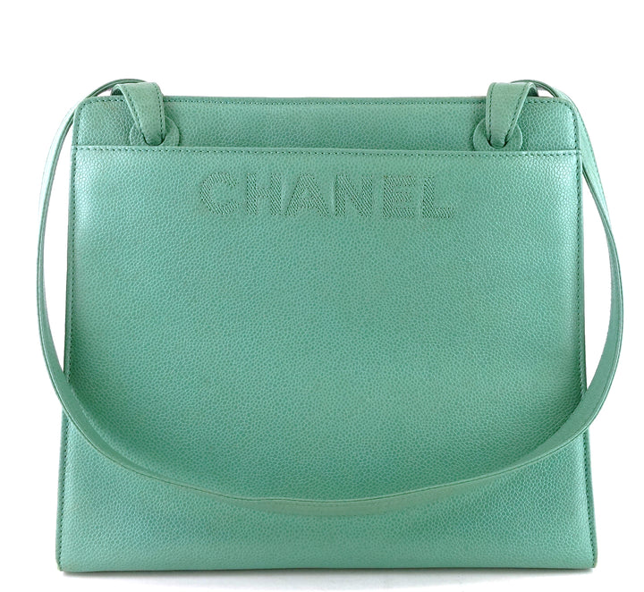 medium caviar leather tote bag