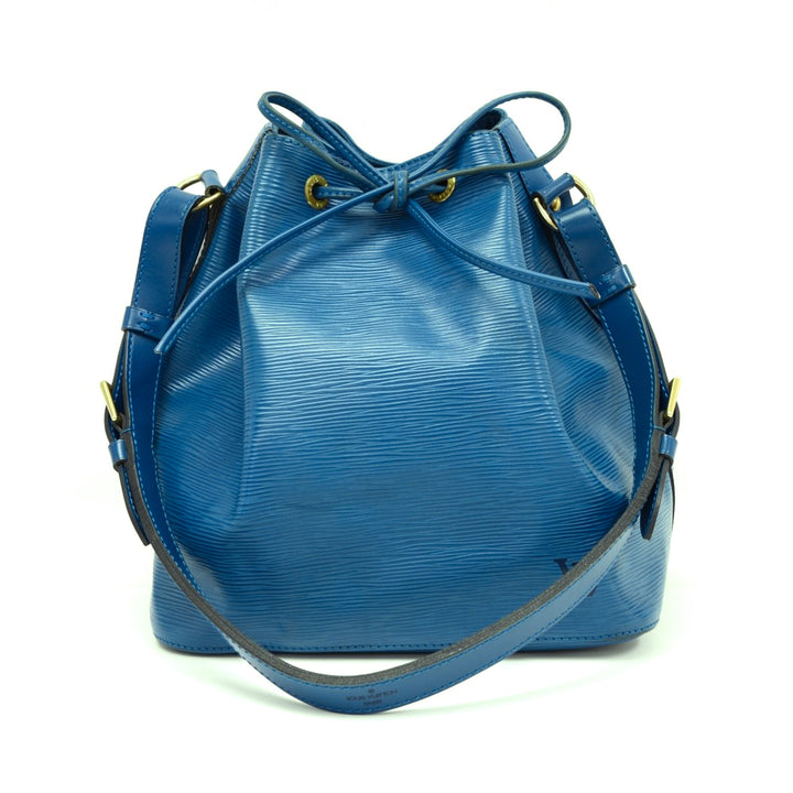 petit noe blue epi leather bag